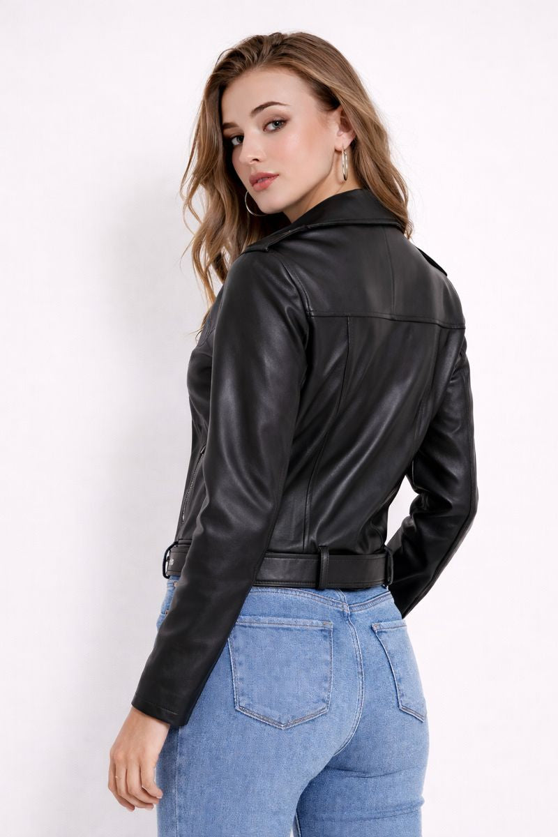 Veste en simili cuir con zip latéral, féminine et polyvalente pour tenues décontractées ou plus travaillées - Kireya