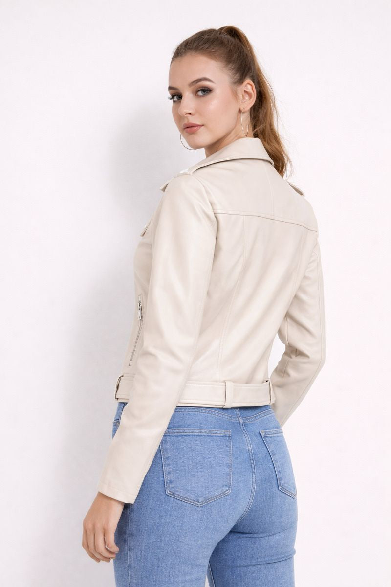 Veste en simili cuir con zip latéral, féminine et polyvalente pour tenues décontractées ou plus travaillées - Kireya
