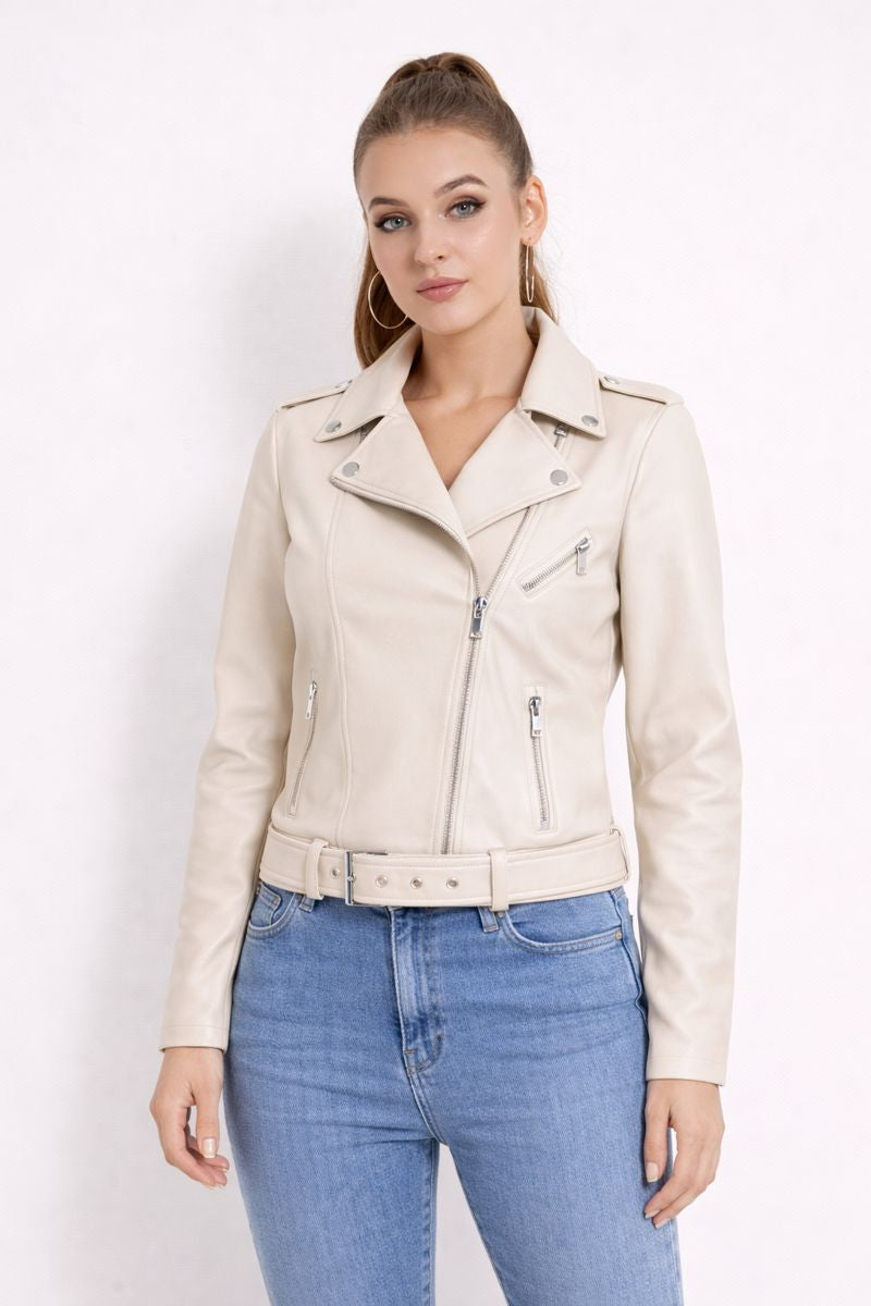 Veste en simili cuir con zip latéral, féminine et polyvalente pour tenues décontractées ou plus travaillées - Kireya