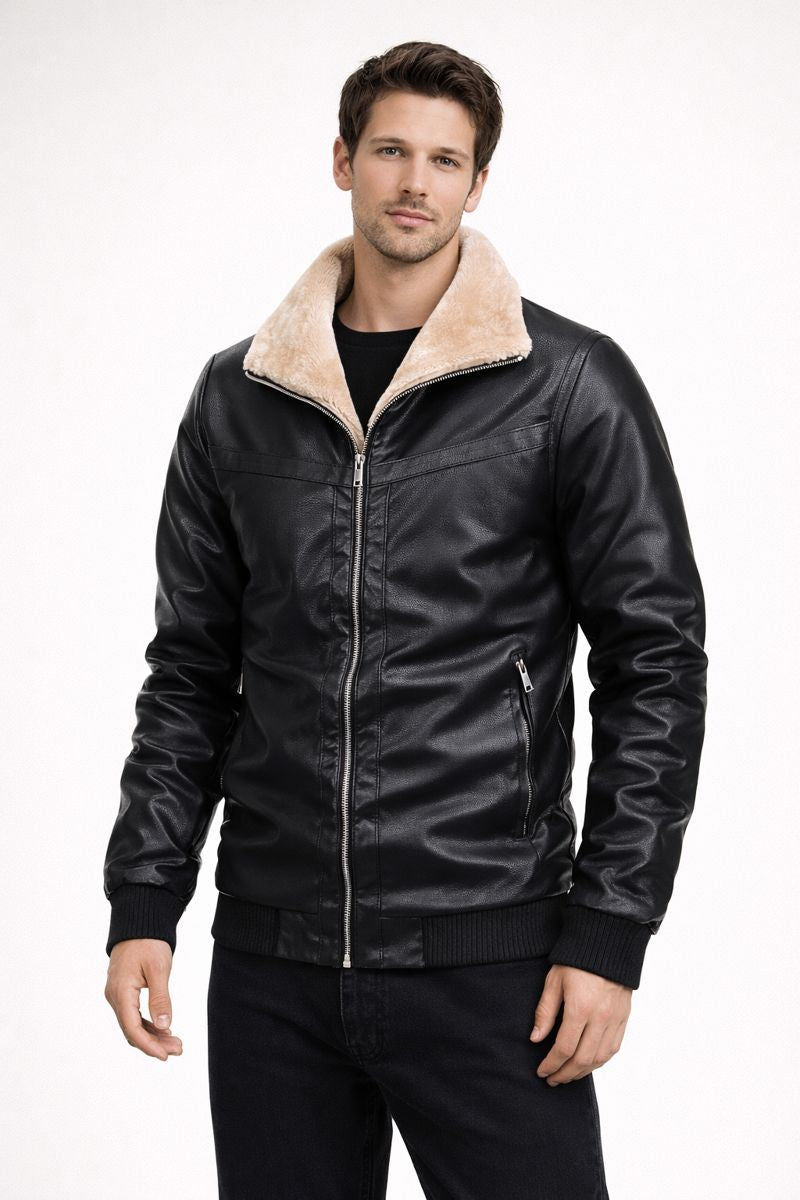 Veste en simili cuir con doublure thermique et coupe contemporaine adaptée - Rethan