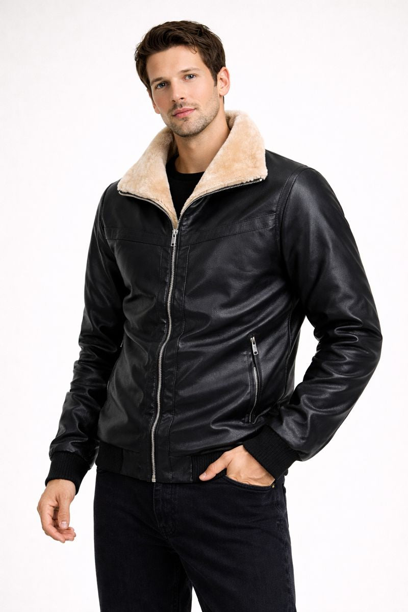 Veste en simili cuir con doublure thermique et coupe contemporaine adaptée - Rethan