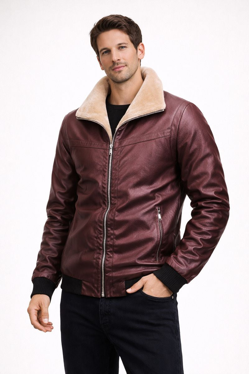 Veste en simili cuir con doublure thermique et coupe contemporaine adaptée - Rethan