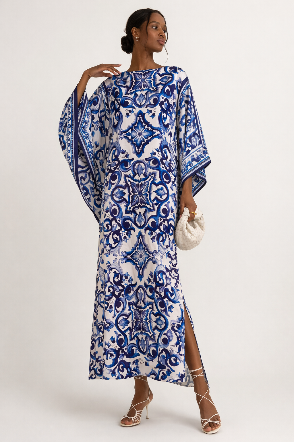 Robe longue tunique ample manches larges imprimé artistique - Camila
