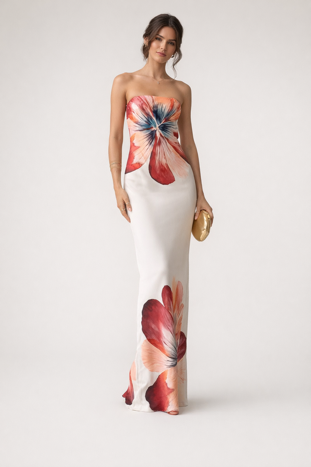 Robe midi bustier motif floral pour femme - Aurora