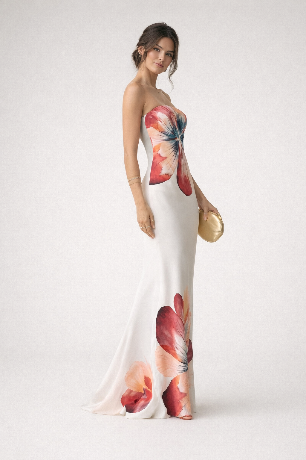 Robe midi bustier motif floral pour femme - Aurora