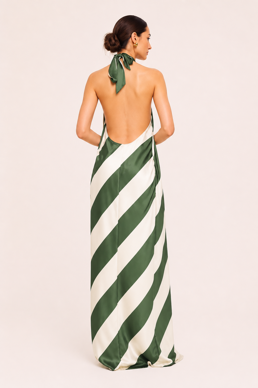 Robe longue dos nu rayures diagonales ample été et vacances - Luciana