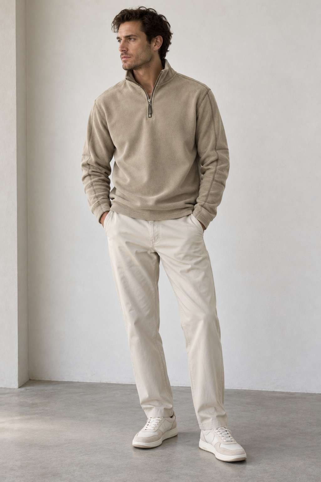 Sweat homme col montant demi-fermeture éclair sportif - Calder
