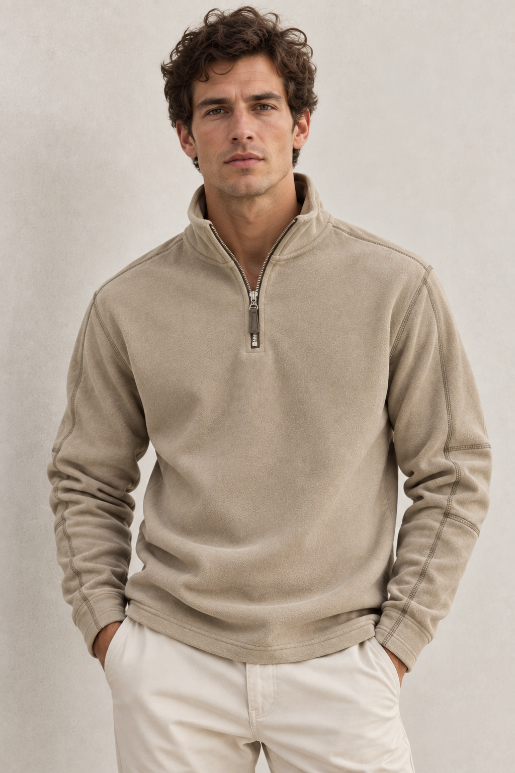 Sweat homme col montant demi-fermeture éclair sportif - Calder