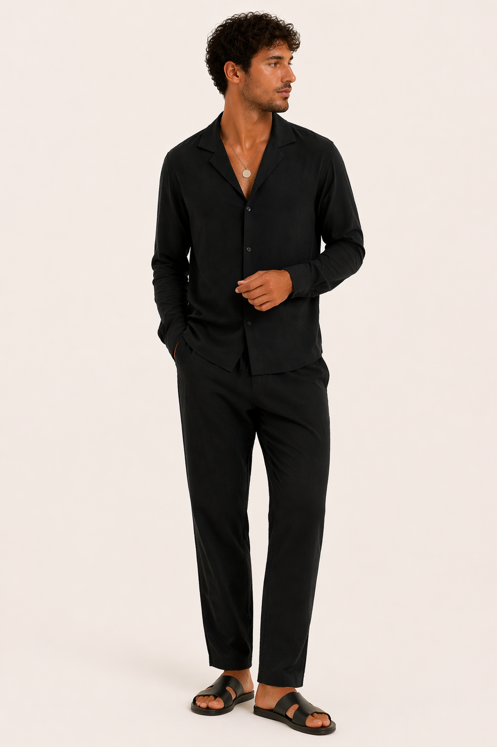 Ensemble deux pièces homme chemise pantalon droit été décontracté - Frank