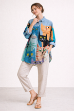 Chemisier femme manches longues imprimé animalier boutonné décontracté - Gerlinde