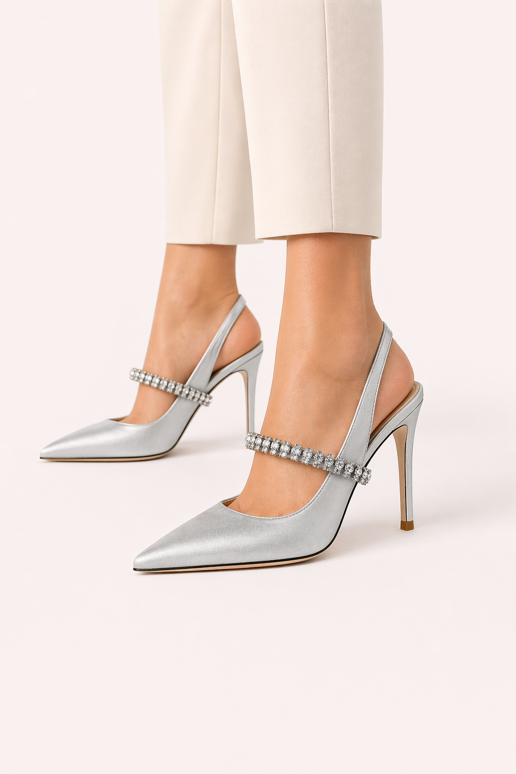 Escarpins femme bout pointu talon haut bride pailletée soirée et gala - Nerea