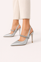 Escarpins femme bout pointu talon haut bride pailletée soirée et gala - Nerea