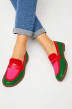 Mocassins femme sans lacets cuir combinaison couleurs contrastées - Nadine