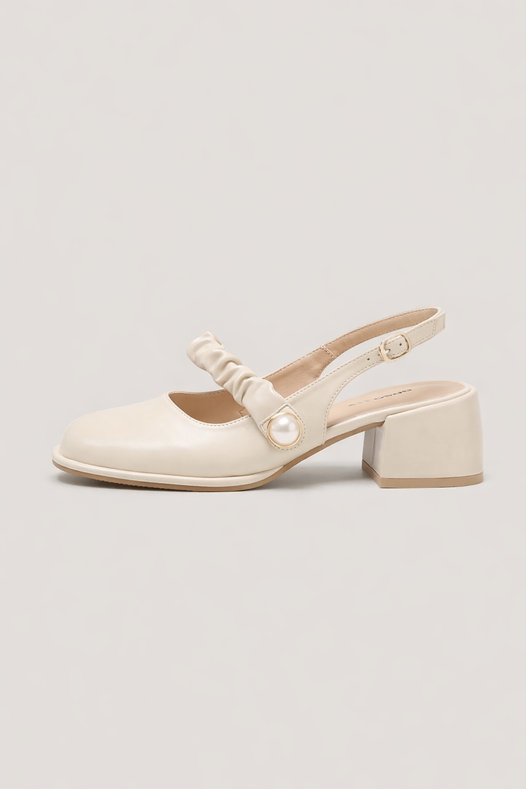 Sandales femme talon large bout fermé bride réglable perle décorative - Perla