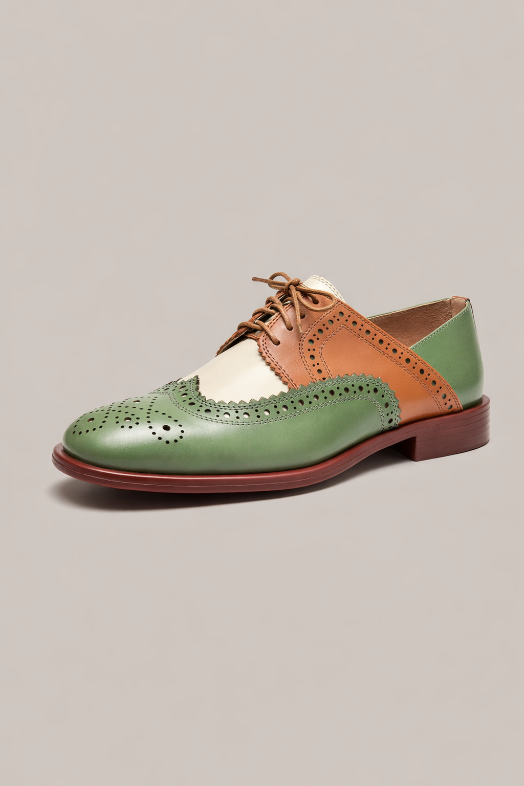 Chaussures oxford femme bicolores talon bas perforations décoratives - Milany