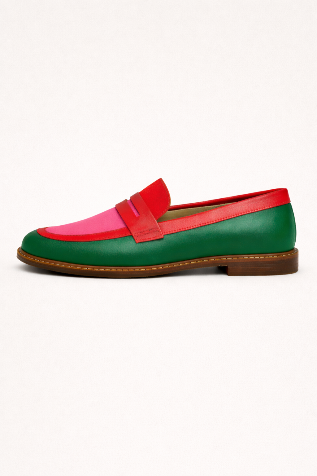 Mocassins femme sans lacets cuir combinaison couleurs contrastées - Nadine