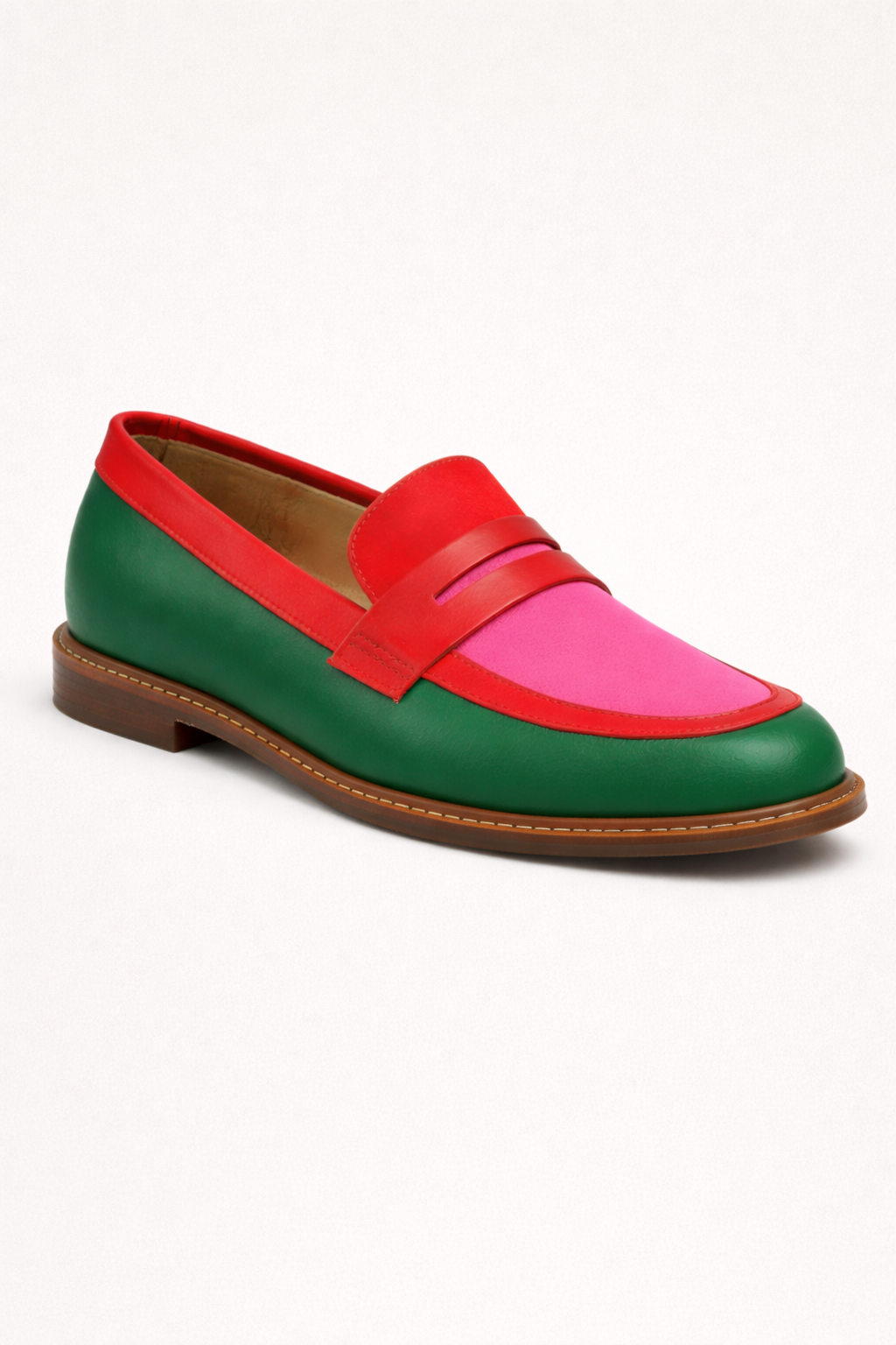 Mocassins femme sans lacets cuir combinaison couleurs contrastées - Nadine