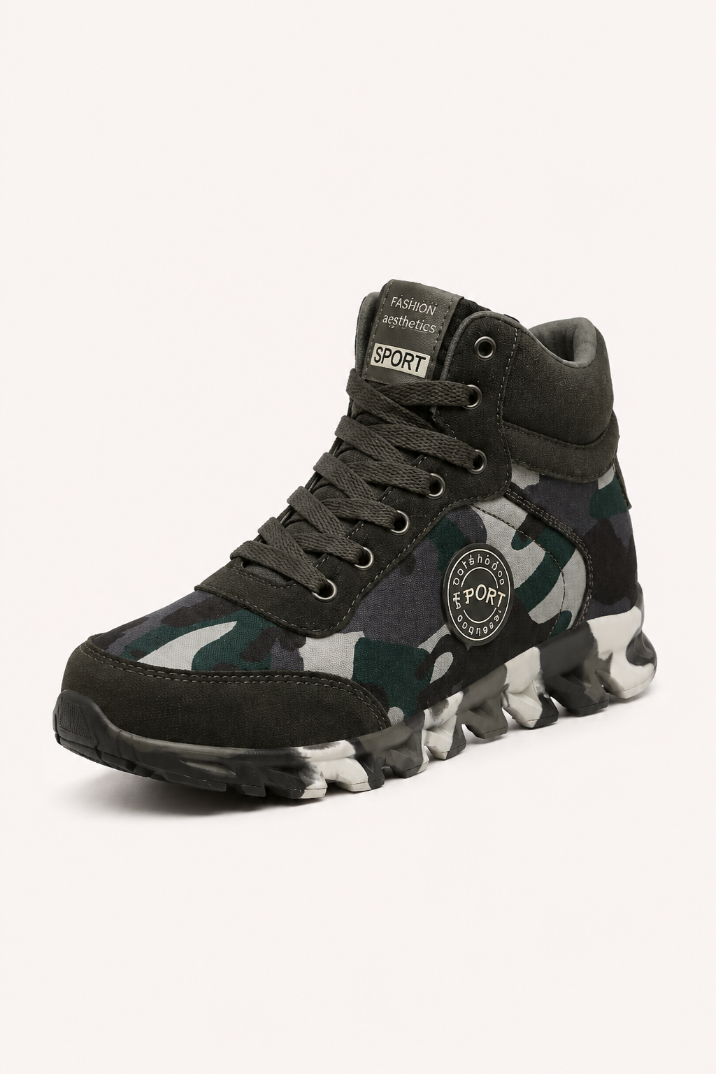 Bottines décontractées pour femme, imprimé camouflage et tige mi-haute - Georgina