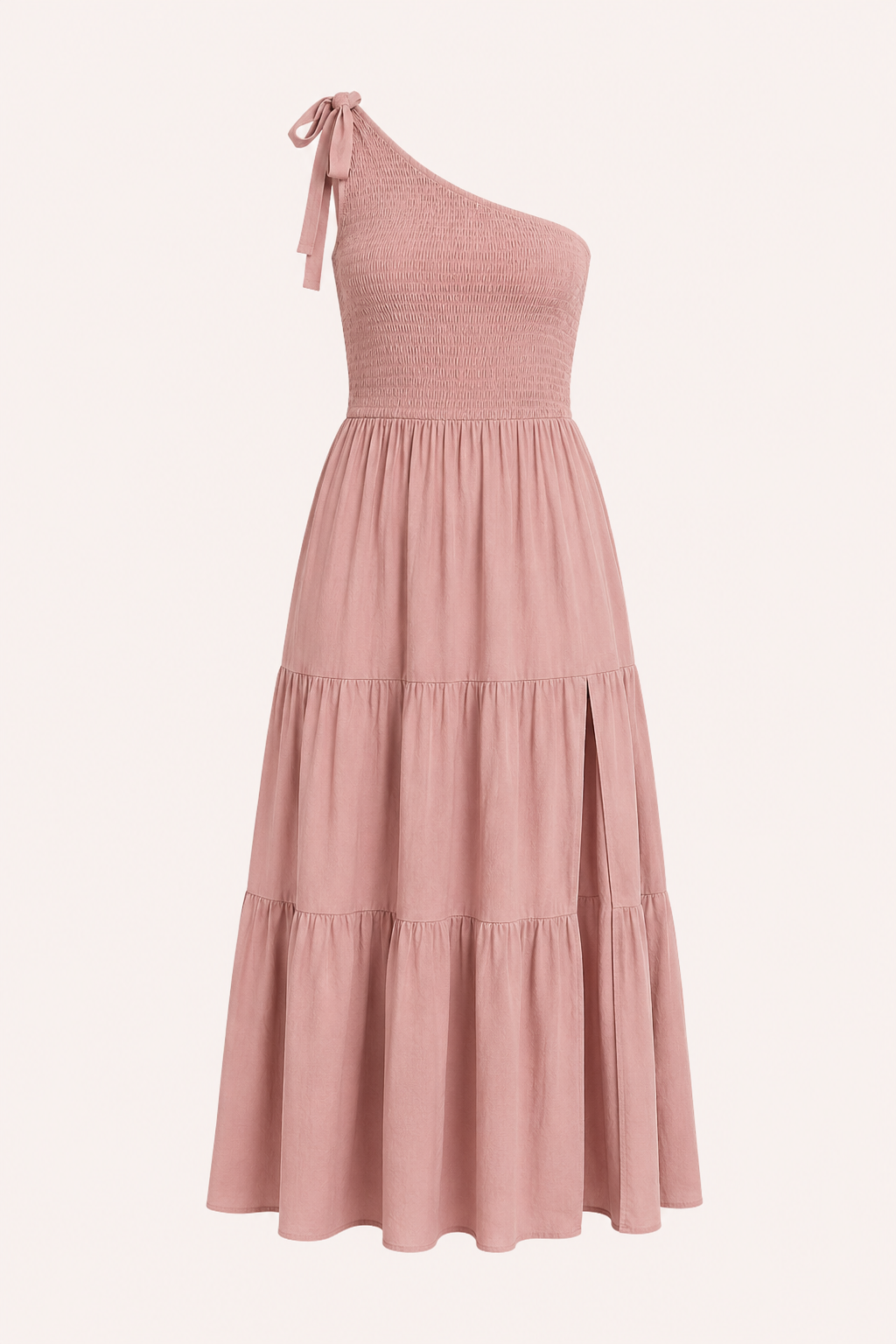 Robe longue pour femme, une épaule, nœud et fente - Karla