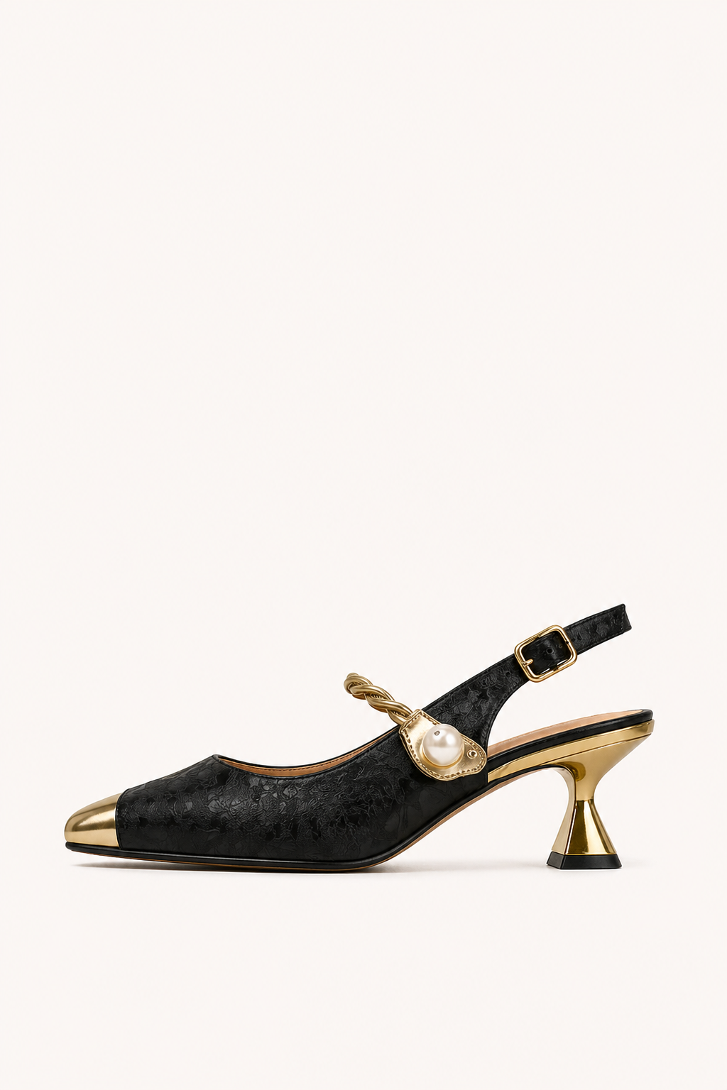 Chaussures femme talon bas bride cou-de-pied bout contrasté élégantes - Loaiza