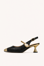 Chaussures femme talon bas bride cou-de-pied bout contrasté élégantes - Loaiza