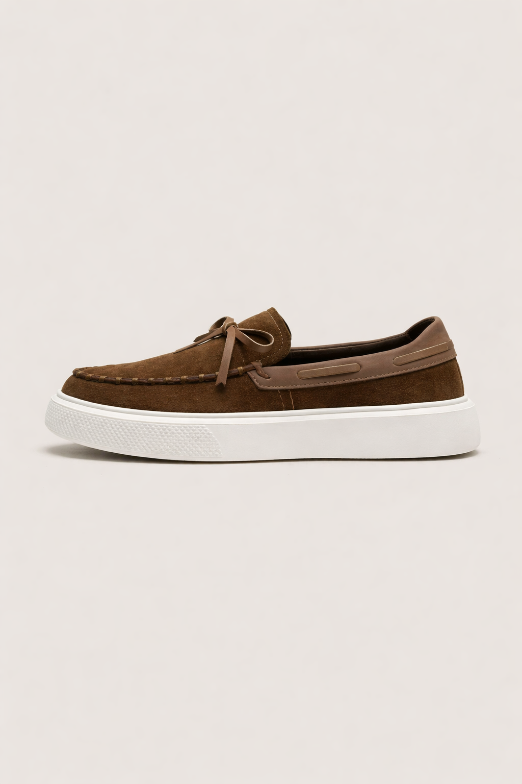 Mocassins homme daim couleur café semelle blanche épaisse - Bennett