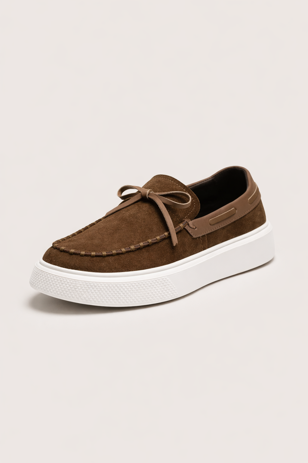 Mocassins homme daim couleur café semelle blanche épaisse - Bennett