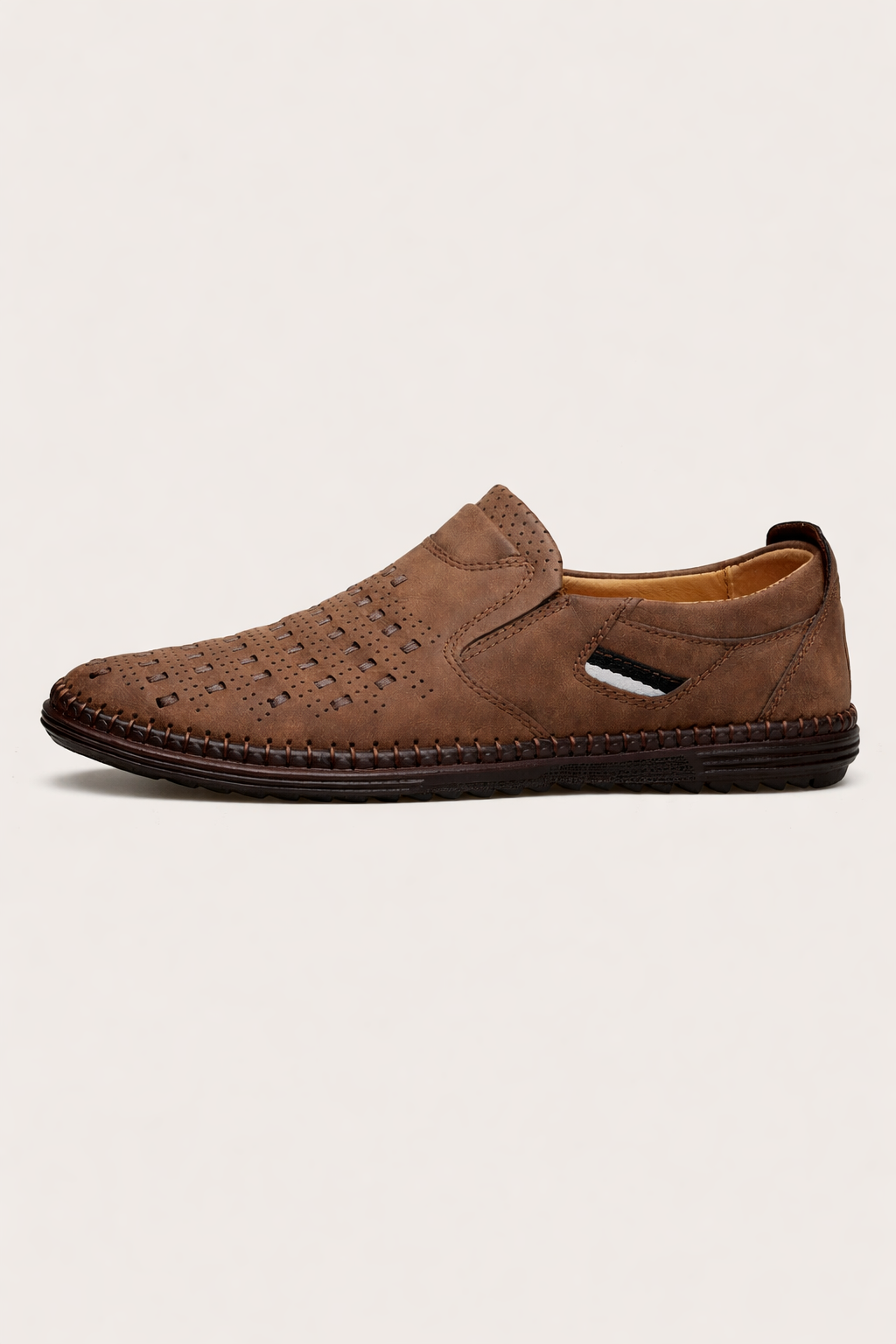 Chaussures homme à enfiler cuir perforé sans lacets - Dalton