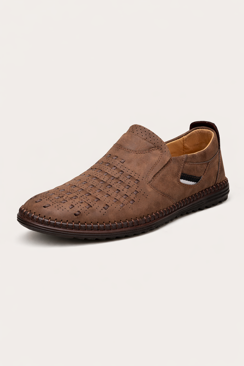 Chaussures homme à enfiler cuir perforé sans lacets - Dalton