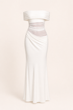 Robe longue pour femmes invitées à un mariage robe élégante à épaules décollées avec ruchés - Nadine
