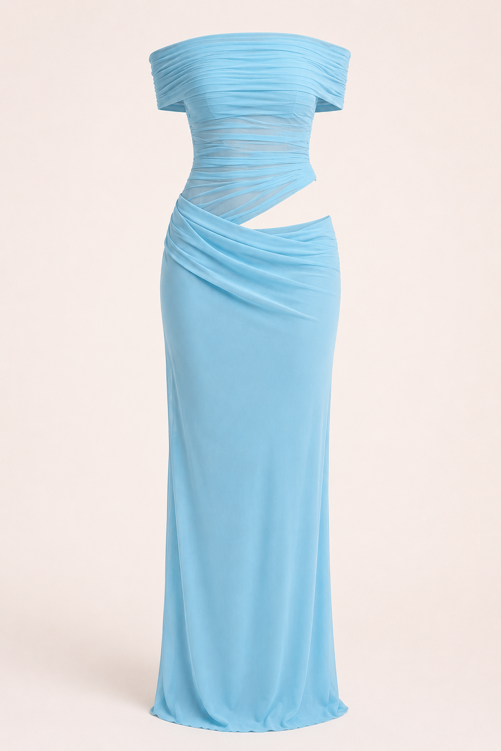 Robe longue pour femmes invitées à un mariage robe élégante à épaules décollées avec ruchés - Nadine