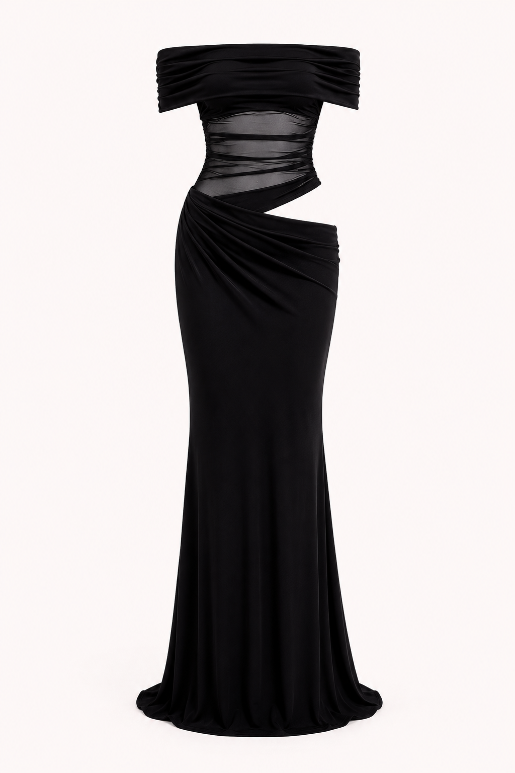 Robe longue pour femmes invitées à un mariage robe élégante à épaules décollées avec ruchés - Nadine