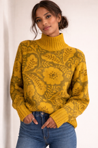 Pull en jersey tricoté con tombé fluide et col montant, ample pour femmes - Nerava