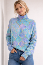 Pull en jersey tricoté con tombé fluide et col montant, ample pour femmes - Nerava