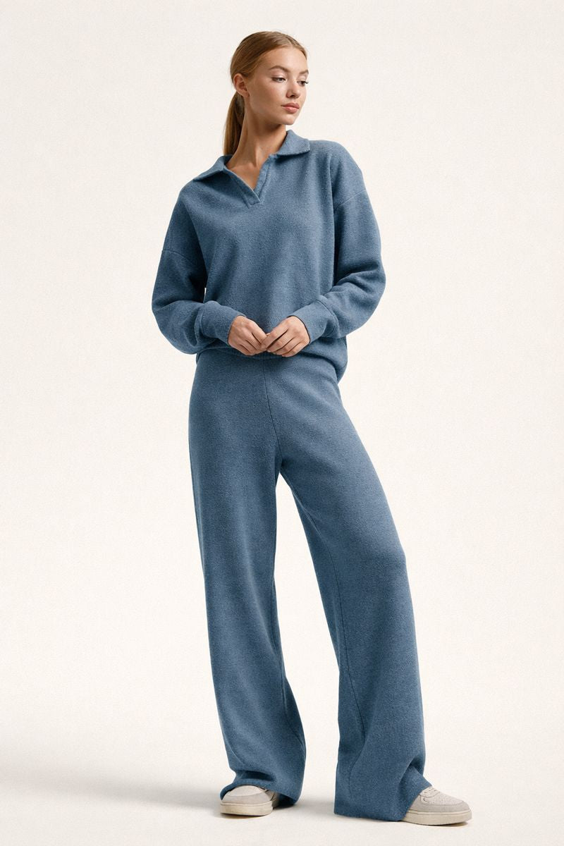 Ensemble ample pour femmes in tissu synthétique con col polo et poches latérales - Avelin