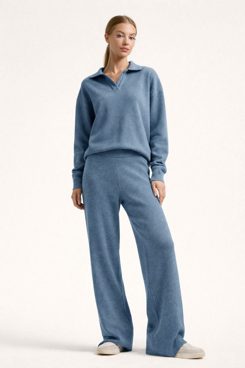 Ensemble ample pour femmes in tissu synthétique con col polo et poches latérales - Avelin