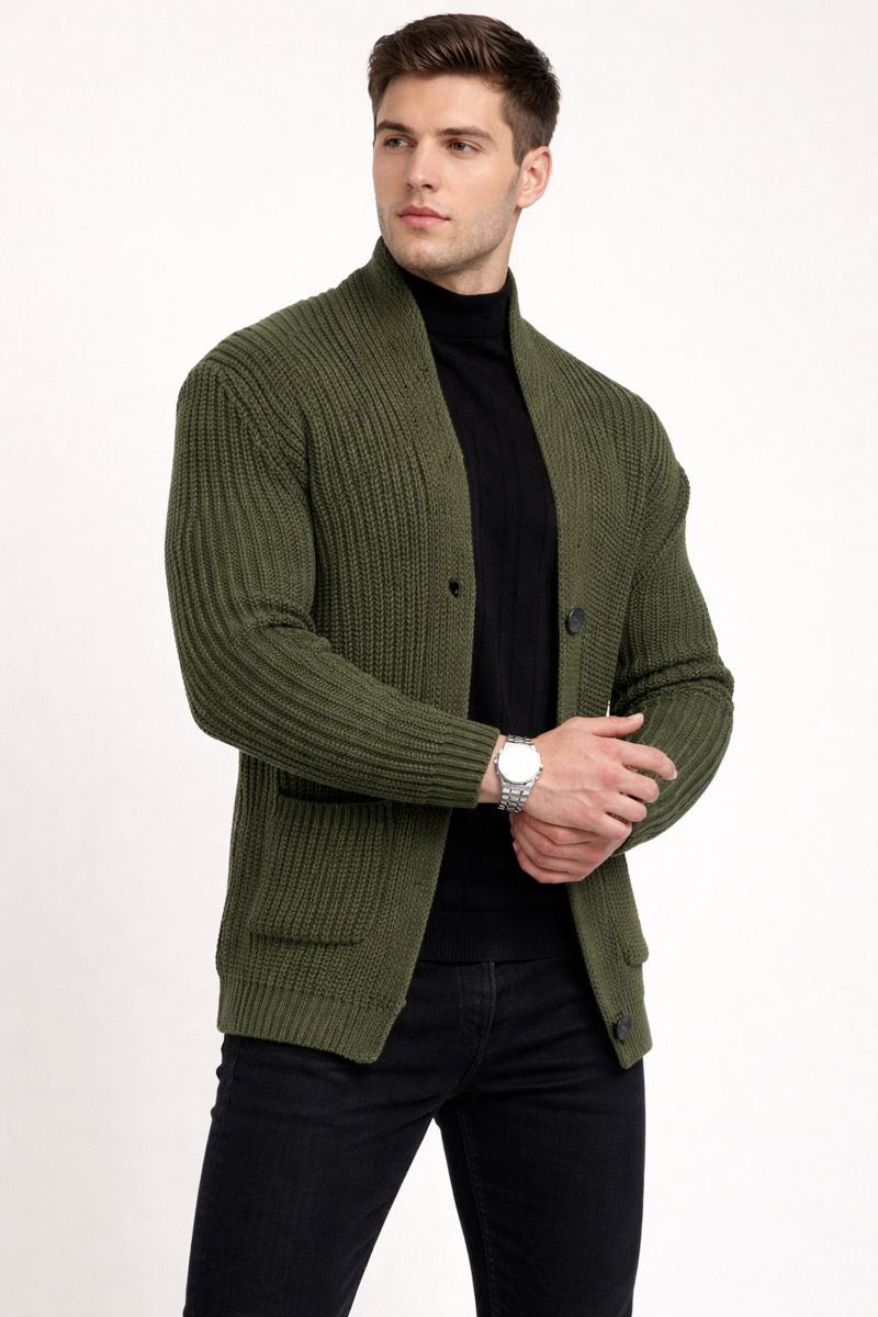 Cardigan en maille pour homme avec boutons sur le devant et texture dense - Varex