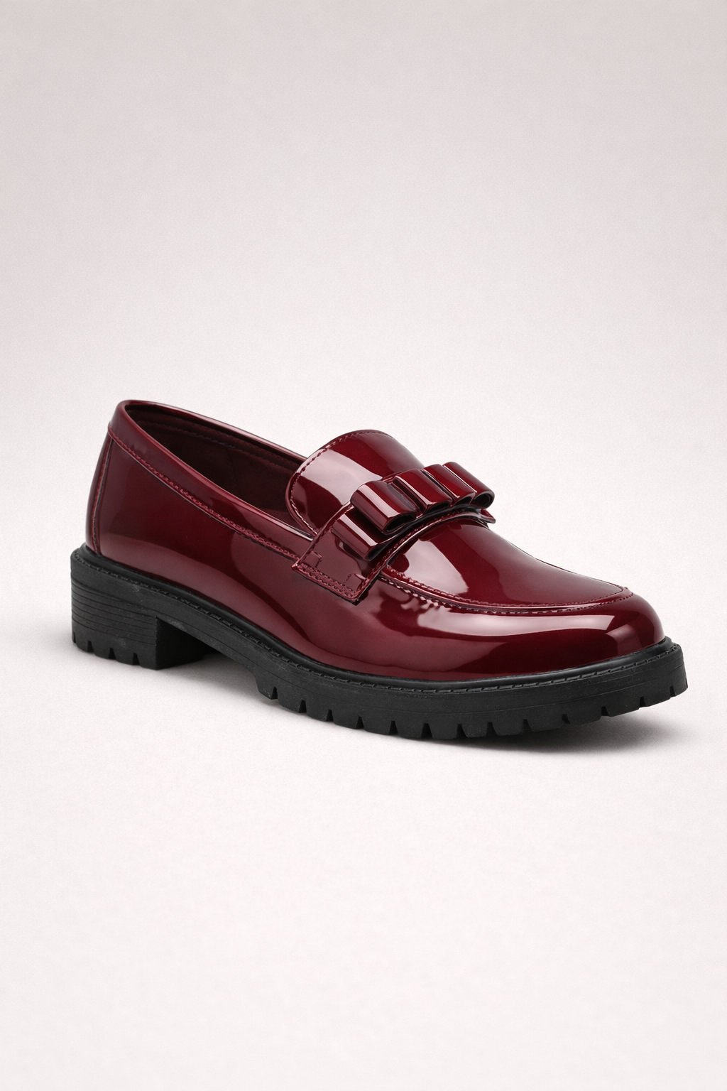 Mocassins femme cuir verni brillant semelle épaisse structurée - Victoria