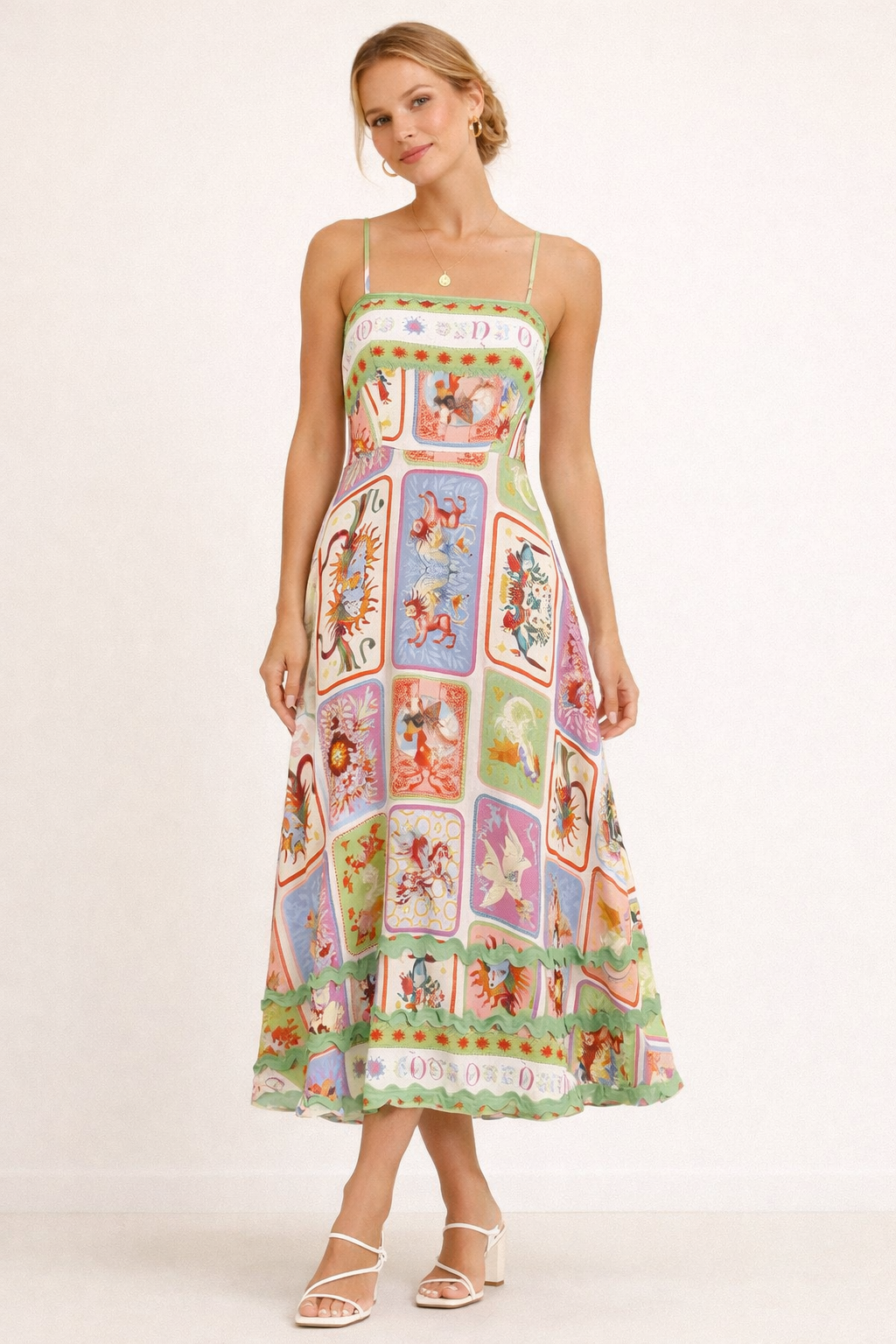 Robe longue maxi ample imprimé artistique détaillé - Valeria