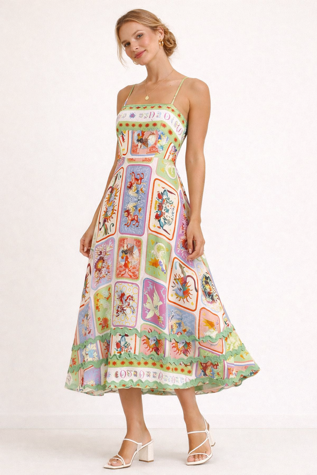 Robe longue maxi ample imprimé artistique détaillé - Valeria