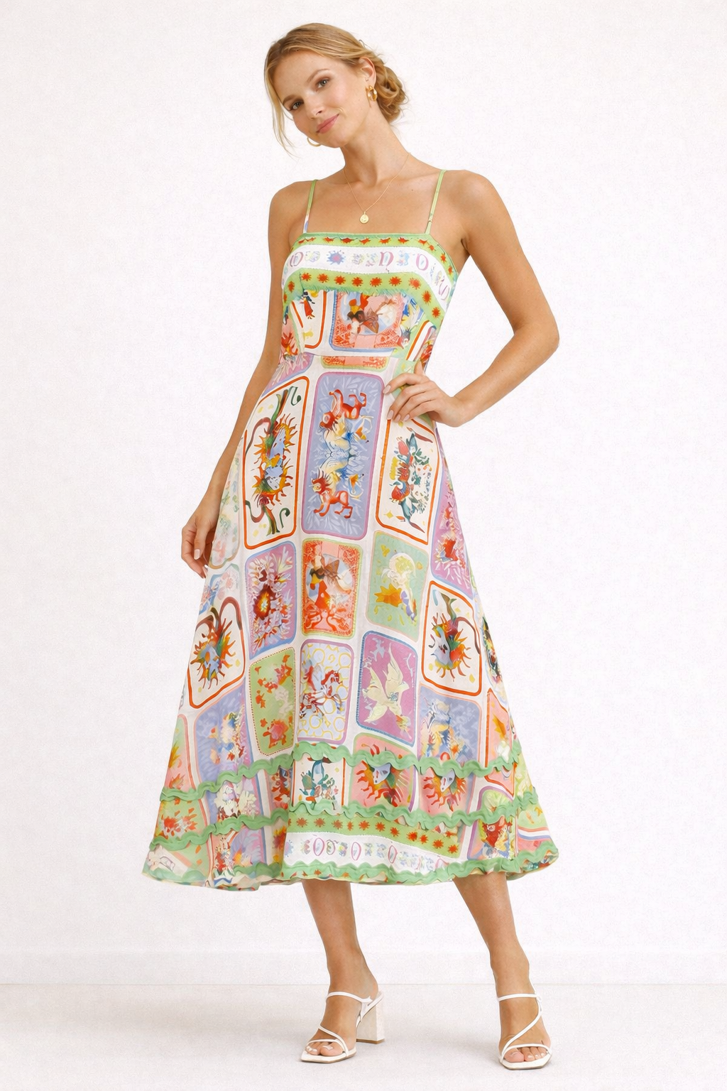 Robe longue maxi ample imprimé artistique détaillé - Valeria