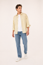 Chemise homme rayures col classique manches longues décontractée - Matías