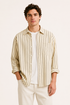 Chemise homme rayures col classique manches longues décontractée - Matías
