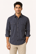 Chemise rayures homme méditerranéen manches longues confort - Kilian