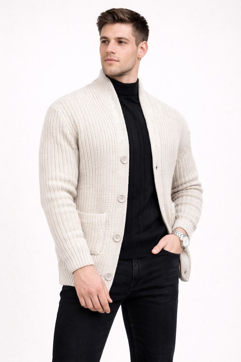 Cardigan en maille pour homme avec boutons sur le devant et texture dense - Varex