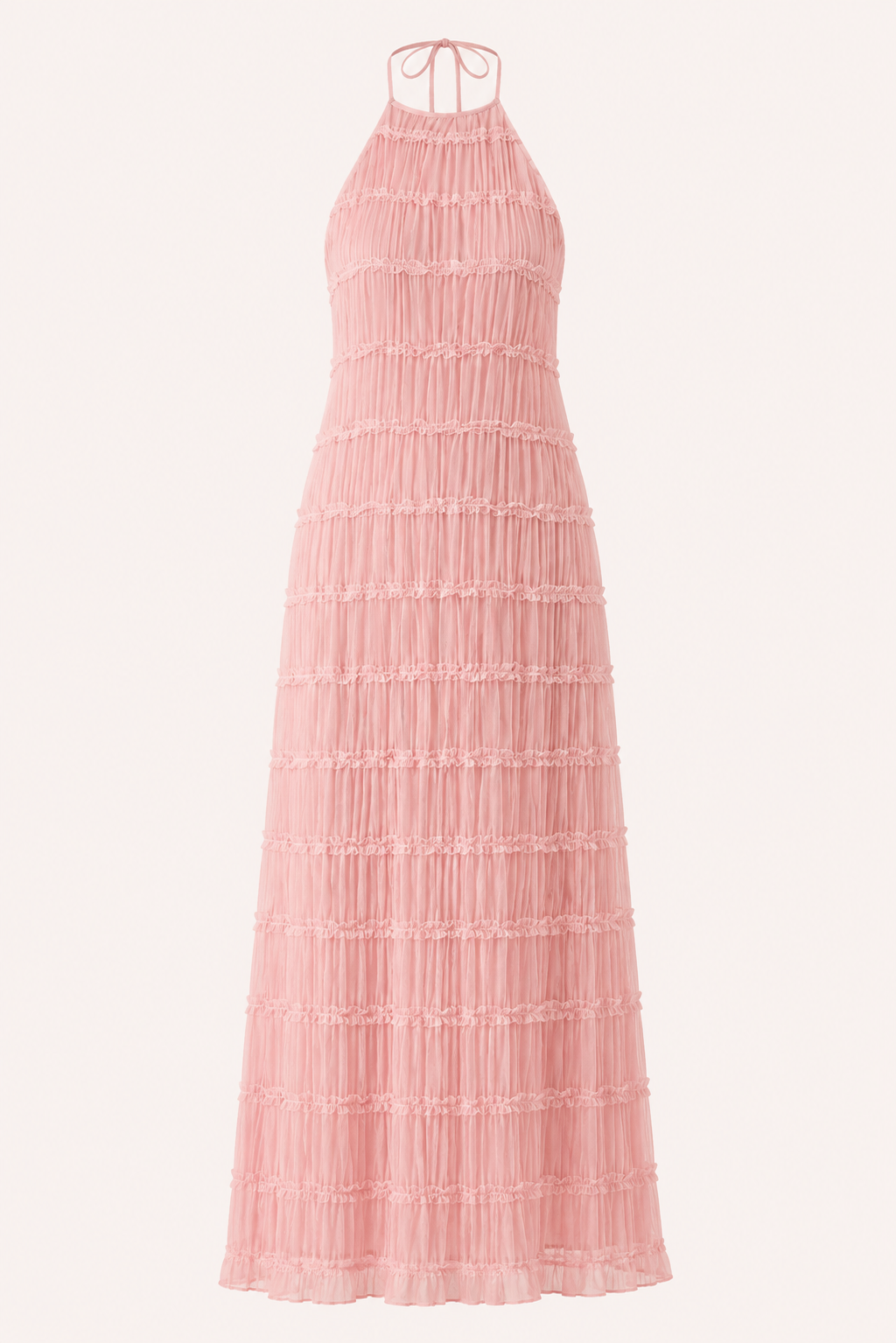 Robe longue d'été plissée avec un élégant col licou - Tilda
