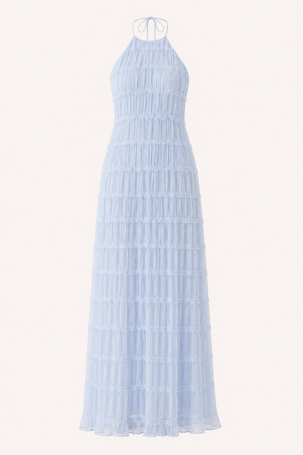 Robe longue d'été plissée avec un élégant col licou - Tilda