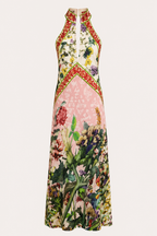Robe longue dos nu fente devant imprimé floral surdimensionné printemps-été - Valery