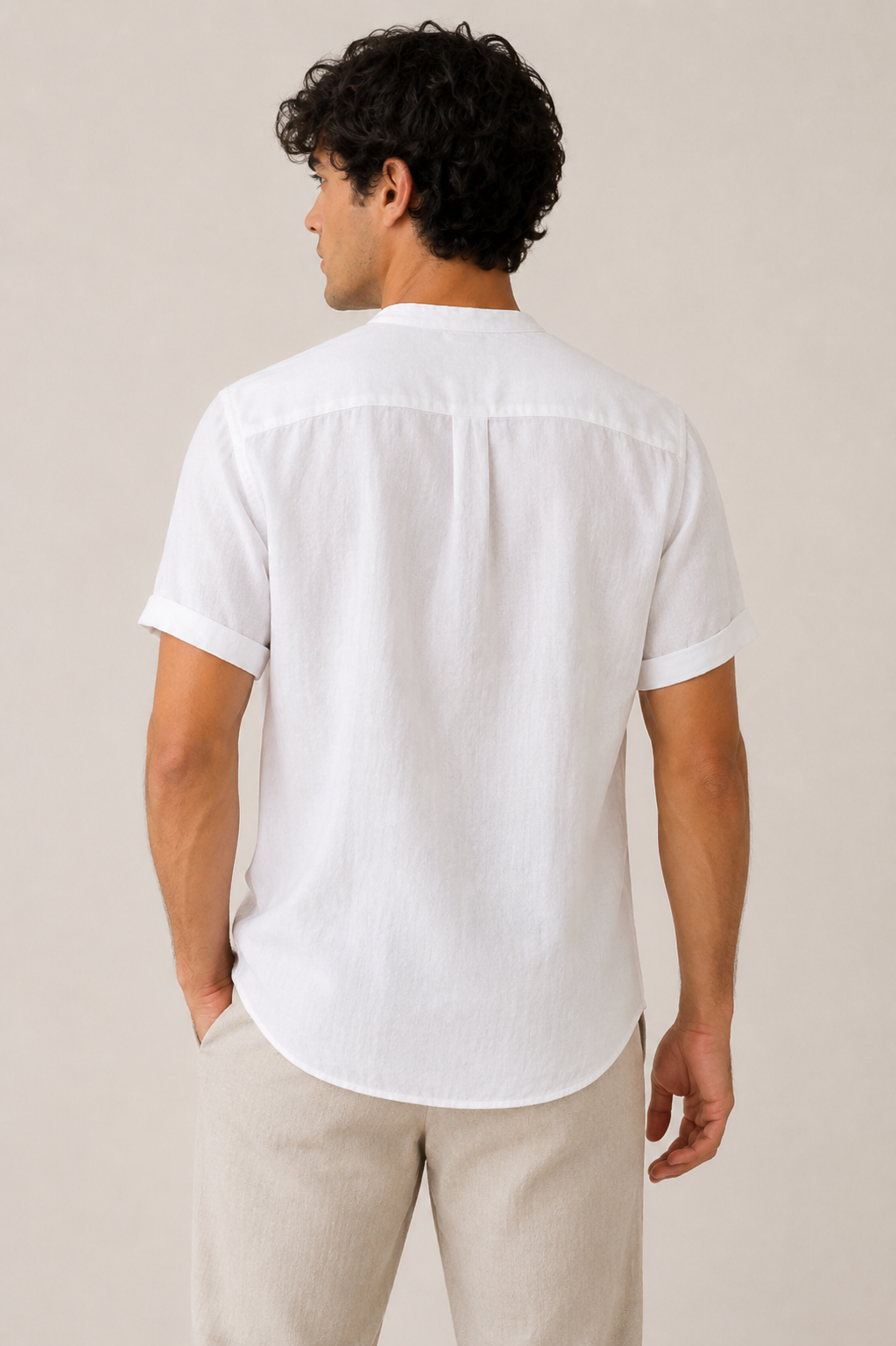 Chemise homme col mao manches courtes poche casual - James