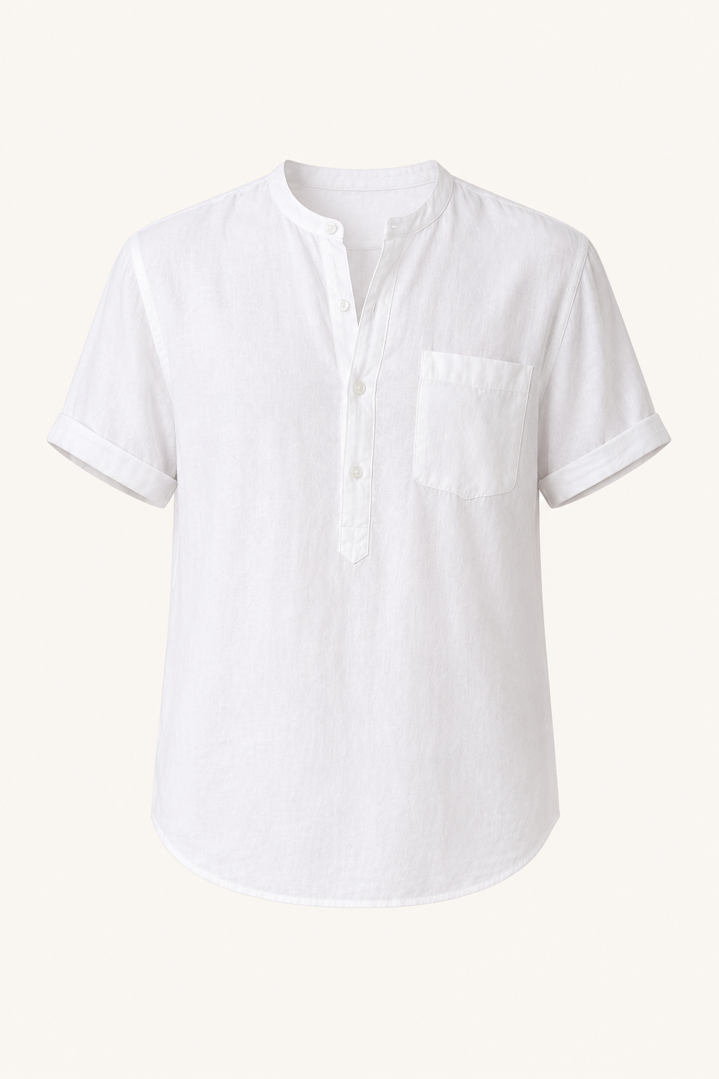 Chemise homme col mao manches courtes poche casual - James
